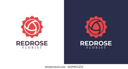 modern red rose logo premium template