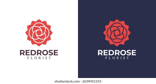 modern red rose logo premium template