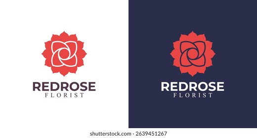 modern red rose logo premium template