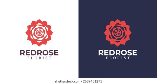 modern red rose logo premium template