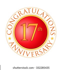 modern red round anniversary logo