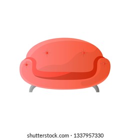 Modern red round shaped sofa with steel legs template