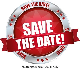 modern red save the date sign