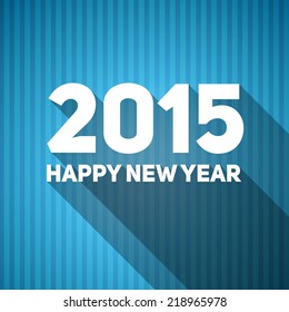 Modern red simple Happy new year 2015, with a long shadow effect, vector card