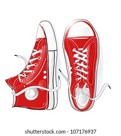 modern red sneakers illustration on white