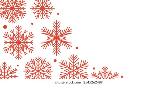 Moderner roter Schneeflocken-Rahmen, geometrisch schlicht minimalistisches Winterurlaub-Rahmen-Design, Weihnachtsbanner-Illustration, einzeln