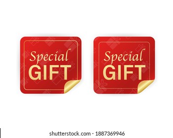 Modern red special gift sticker great design for any purposes. Vector illustration.