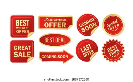 Modern red special sale, best and special offer and special discount stickers, great design for any purposes. Vector illustration.