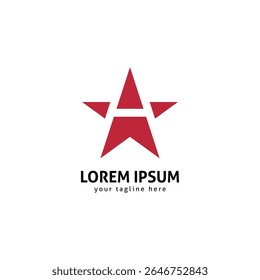 Modern Red Star with Letter A Cutout, Minimalist Geometric Logo Design.