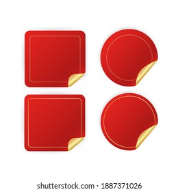 Modern red stickers set great design for any purposes. Vector illustration.