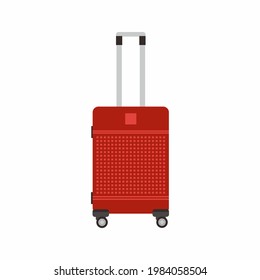 Moderner roter Koffer einzeln auf weißem Hintergrund. Roter Koffer für Reisen im Flachelementstil.