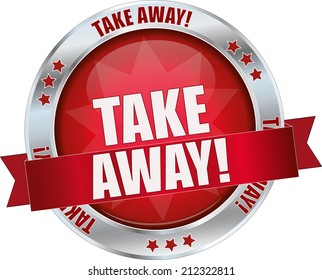 modern red take away sign