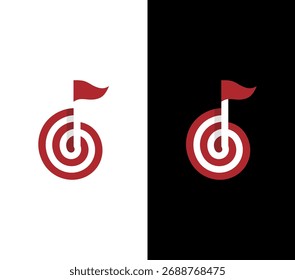 Modern Red Target Flag Logo Concept