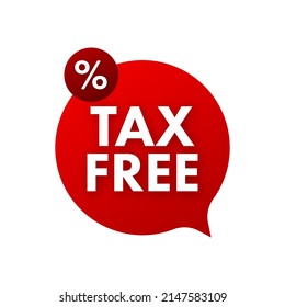 Modern red tax free sign on white background. Vector stock illustration.