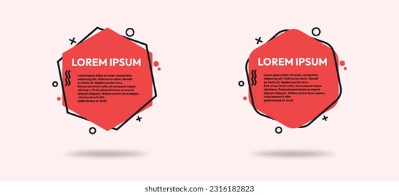 Modern red text banner templates with geometric details, and sharp and round corners types. Banner for title and text notice vector templates.
