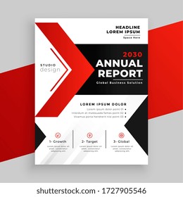 modern red theme annual report business template design