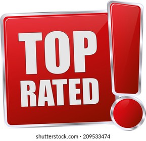 modern red top rated sign