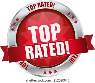 modern red top rated sign