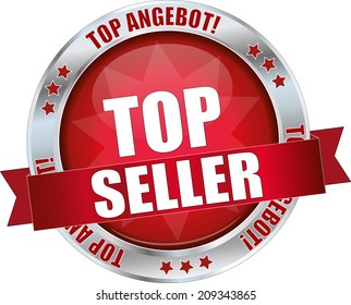 modern red top seller button