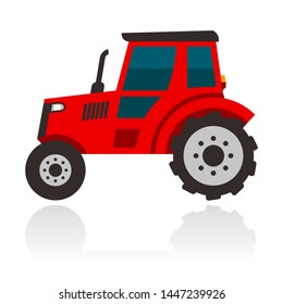 modern red tractor, vector illustration 