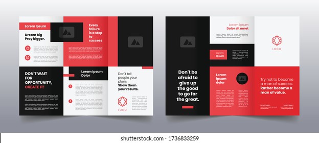 modern red trifold business brochure template