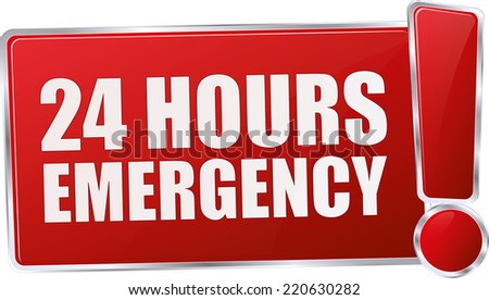 modern red vector 24 hours emergency service sign