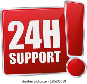 modern red vector eps 24h support sign