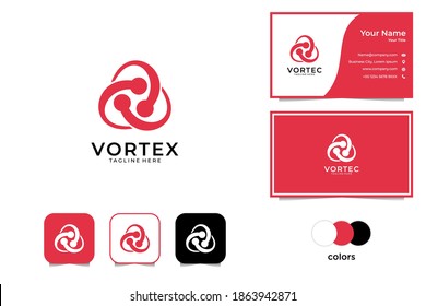 modern red vortex connect logo design and business card