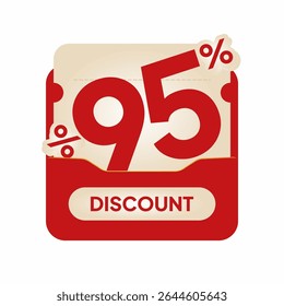 Modern red voucher design discount label on beige coupon card. Perfect for online shopping ads, seasonal deals, flash sale marketing, and retail promo visuals.