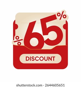 Modern red voucher design discount label on beige coupon card. Perfect for online shopping ads, seasonal deals, flash sale marketing, and retail promo visuals.