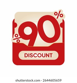 Modern red voucher design discount label on beige coupon card. Perfect for online shopping ads, seasonal deals, flash sale marketing, and retail promo visuals.