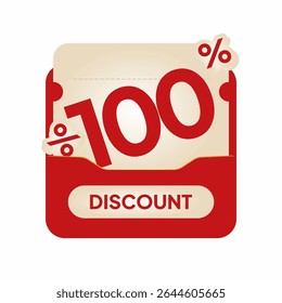 Modern red voucher design discount label on beige coupon card. Perfect for online shopping ads, seasonal deals, flash sale marketing, and retail promo visuals.