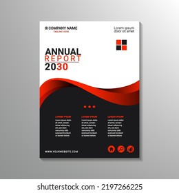 plantilla de diseño de informe anual de ola roja moderna