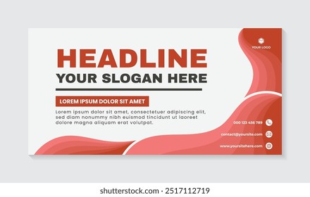 Modern red wave design abstract banner white background, abstract modern business card template design