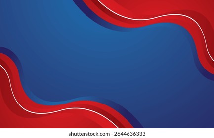 Modern red wave on blue background design