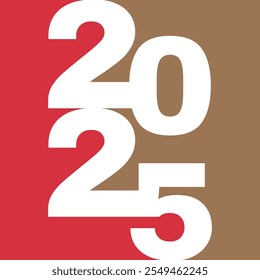 modern red and white 2025 happy new year typography with minimal design