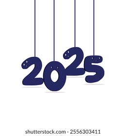 modern red and white 2025 happy new year typography with minimal design