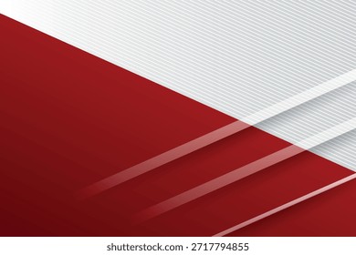 Fondo abstracto rojo y blanco moderno con diseños geométricos superpuestos. Concepto de fondo de líneas Horizontales para portadas, Anuncios, folletos, certificados y presentaciones.