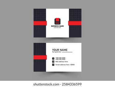 Modern red and white business card template design