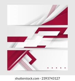 Modern red and white contrast abstract wide banner background. Vector abstract red wavy background. Curve flow motion
