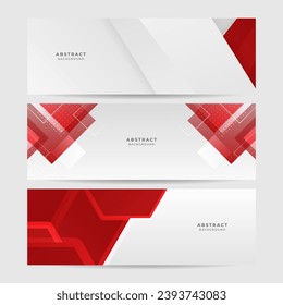 Modern red white contrast flag banner background. abstract red background with geometric shape and white space in center