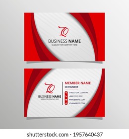 Modern Red and White Curved Business Card Template