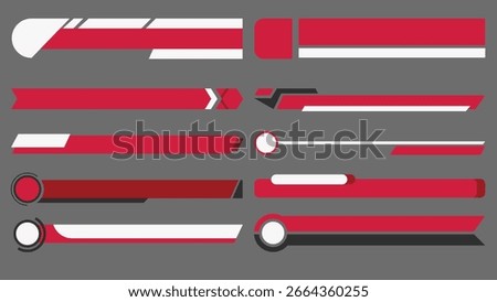 Modern red and white lower third pack design, perfect for videos, live streaming, news, or social media content. Clean and minimal style, ready for professional video production use.
