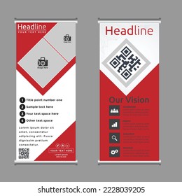 Pancarta de folletos modernos de rollo rojo Roller diseño de plantilla vertical vector, fondo abstracto, banner moderno de bandera, cuadrado, pancarta de presentación 