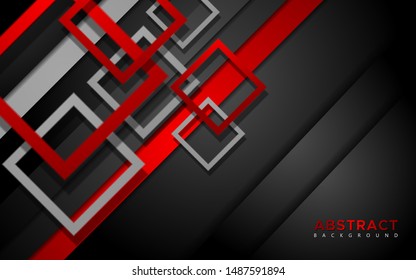 Modern red and white with square shape background abstract geometric shape background