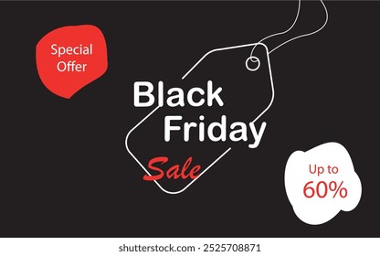 Modern red and white text symbol of Black Friday with discount offer. Design template for Black Friday sale, promotion, advertising and social media advertising.