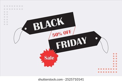Modern red and white text symbol of Black Friday with discount offer. Design template for Black Friday sale, promotion, advertising and social media advertising.