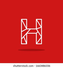 Modern Red White Vector Logo Letter H. H Lines Letter Design Vector