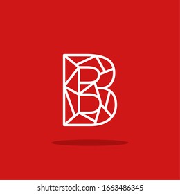 Modern Red White Vector Logo Letter B. B Lines Letter Design Vector