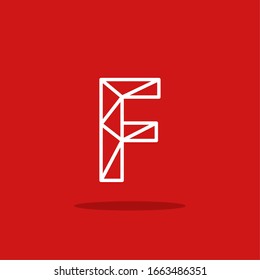 Modern Red White Vector Logo Letter F. F Lines Letter Design Vector